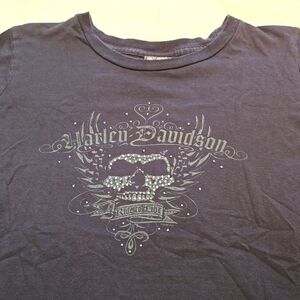 Dark Grey ladies Harley-Davidson tshirt sz L. Outpost HD Pueblo,CO